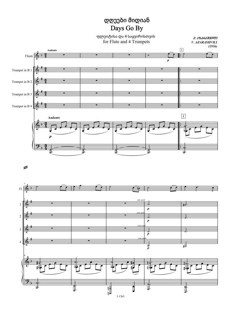 Days Go By – Piece for Flute and 4 Trumpets