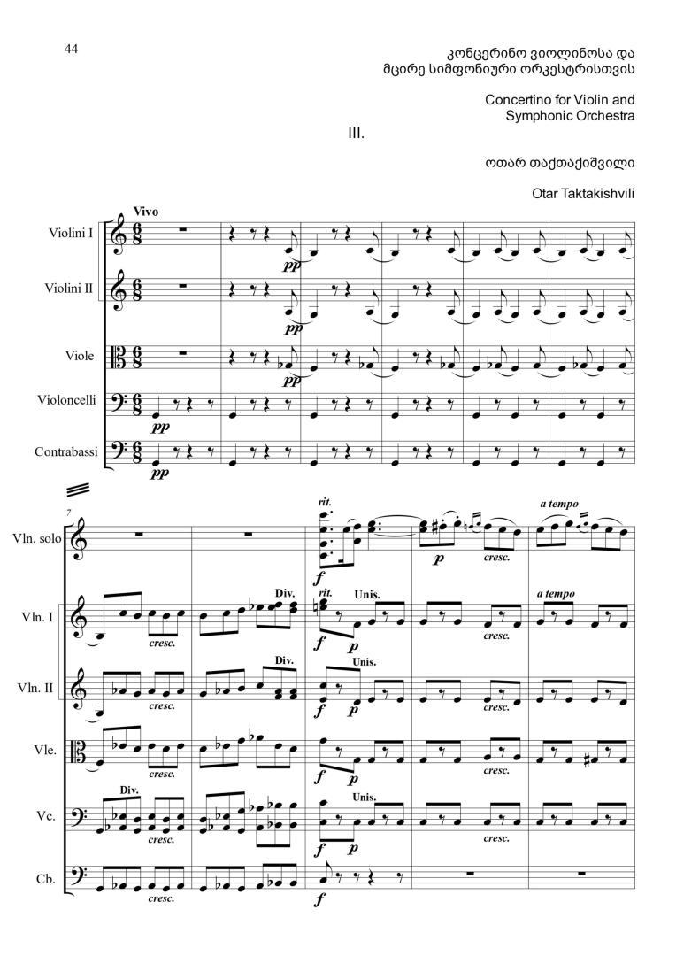 Concertino for Violin and Small Symphony Orchestra